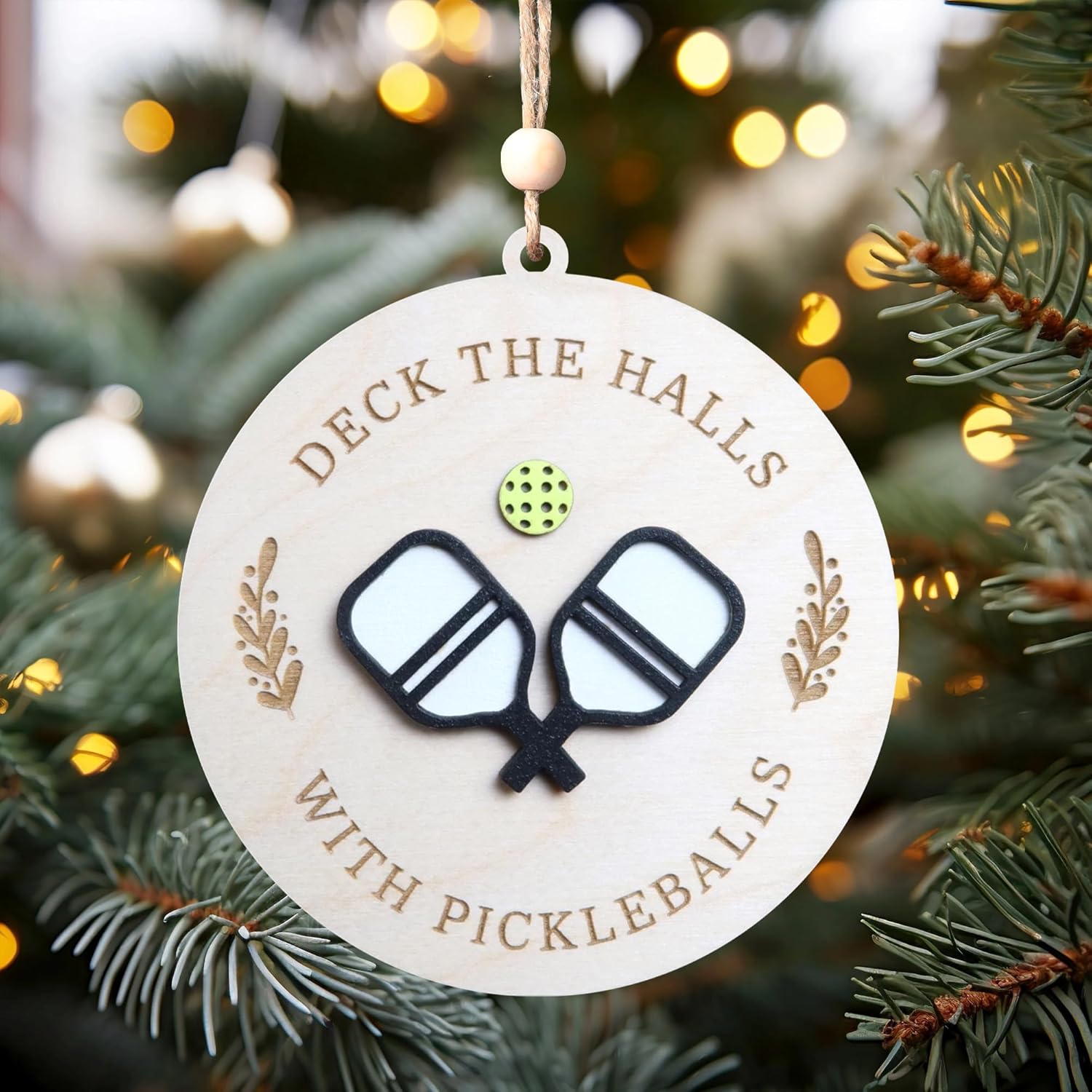 Deck the Halls with Pickleballs Ornament, 4 Inches