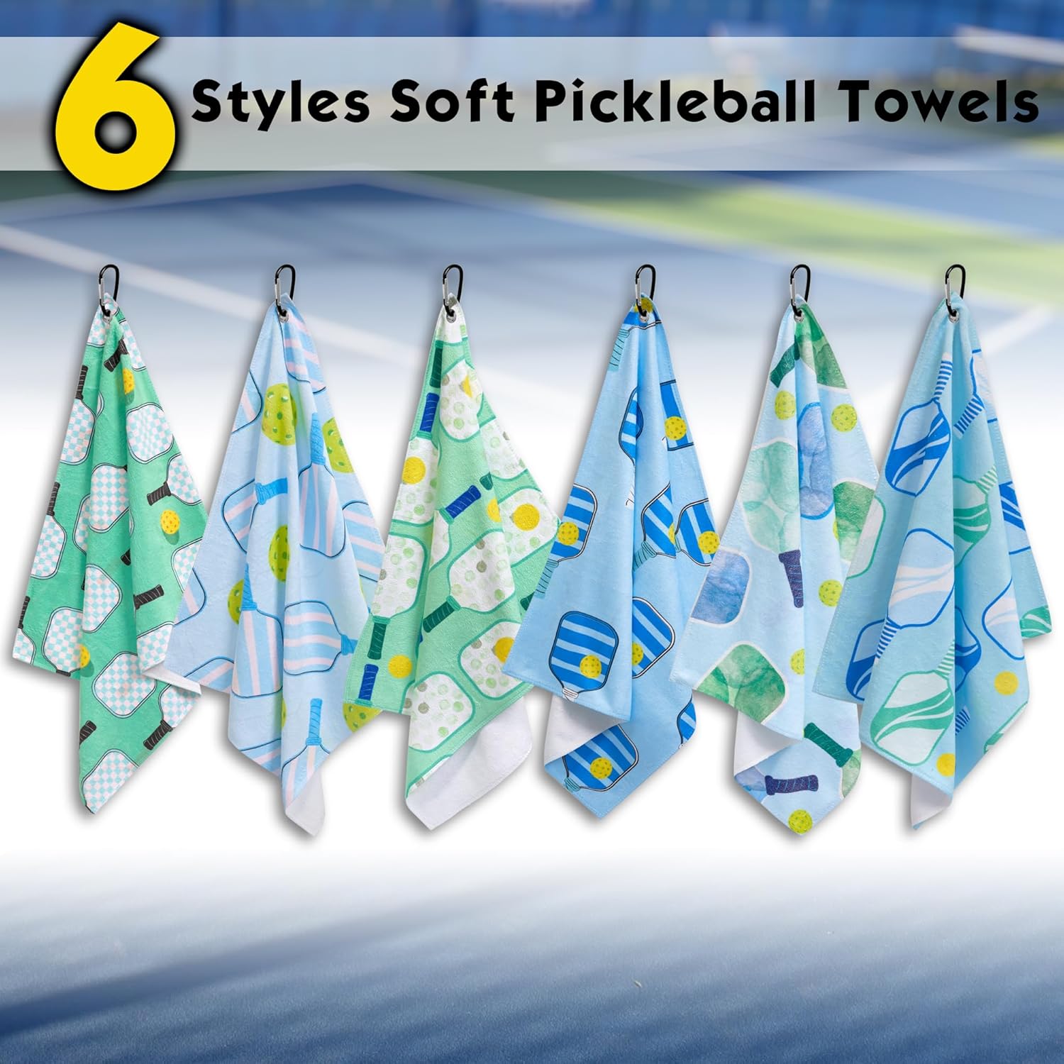 6 Pcs Soft Pickleball Towels, 15 X 17 Inch (with clip)