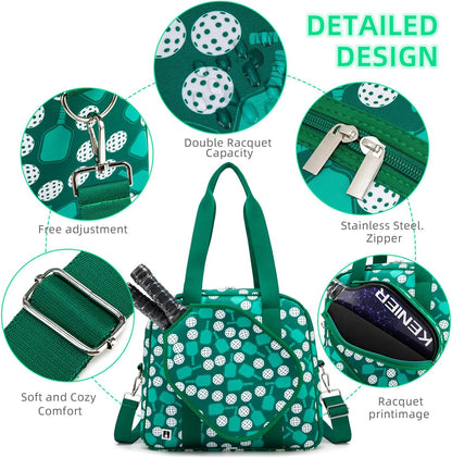 Pickleball Patterned Pickleball Bag, Green