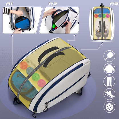 Pickleball Backpack with Laptop Pocket, Shoe Compartment and Fence Hook