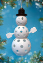 3D Pickleball Snowman Ornament for Tree or Tabletop - 4.5" (With Hat)