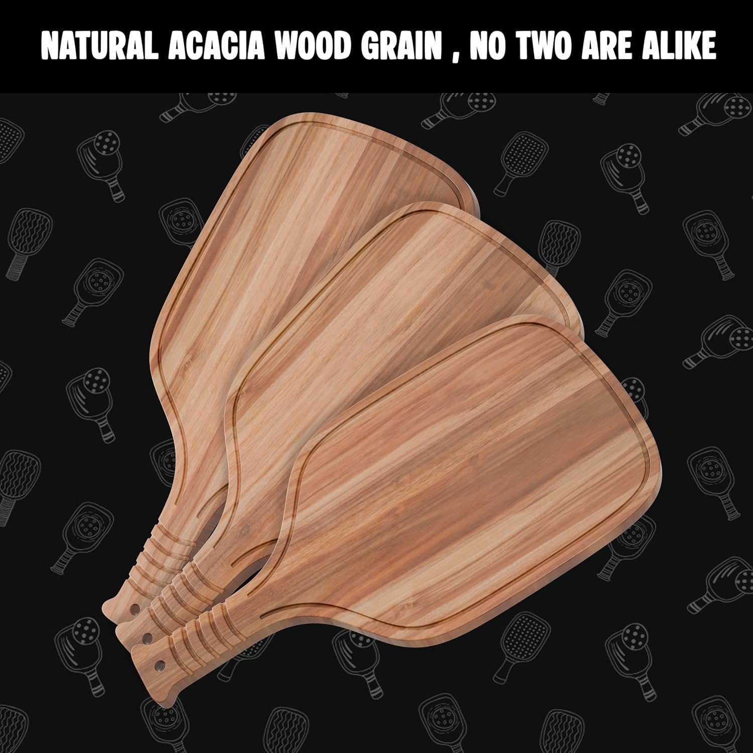 Acacia Wood Pickleball Paddle Charcuterie & Cheese Board (16.9” X 8.1”)