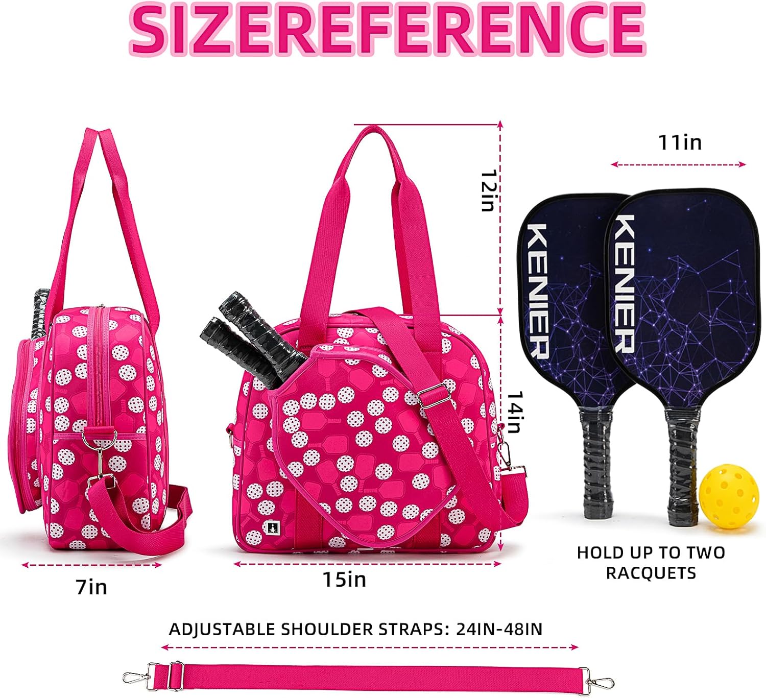 Pickleball Bag, Pickleball Tote Bag High-Capacity Adjustable Shoulder Strap for Pickleball Paddle Shoulder Bag, Pickleball Bag for Women Men