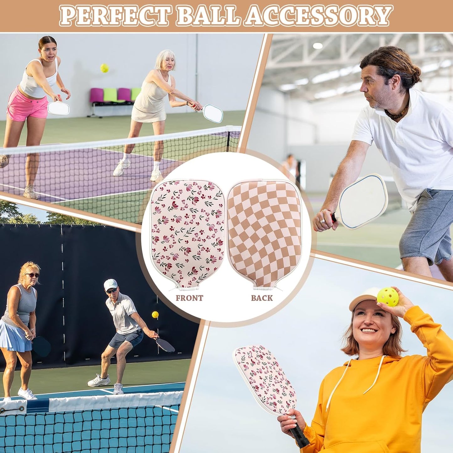 2 Pcs Paddle Cover Compatible with Pickleball Paddle Cover Neoprene Racket Sleeve with Zipper, 11.81 X 8.66 Inches Compatible with Pickleball Protection Covers for Men Women