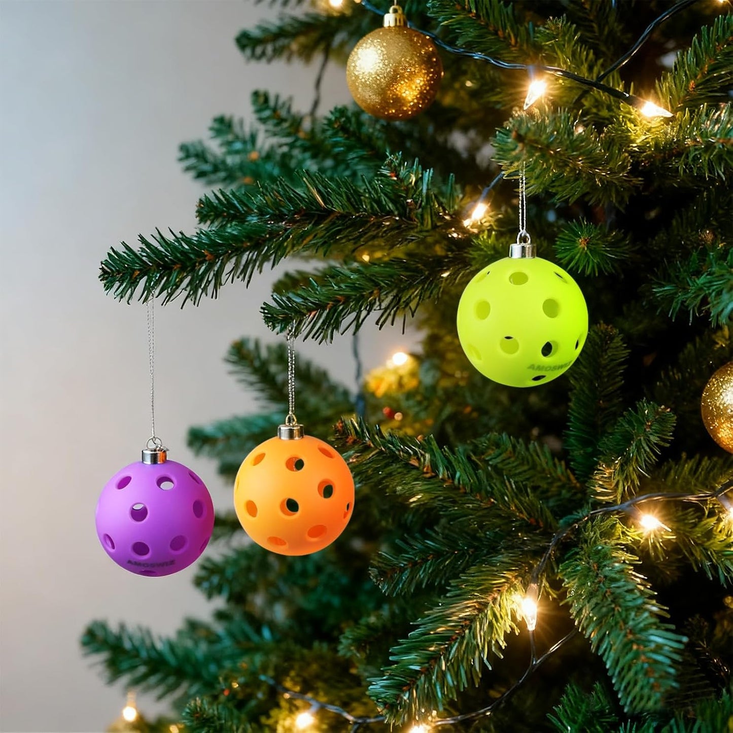 Pickleball Ornaments, set of 6