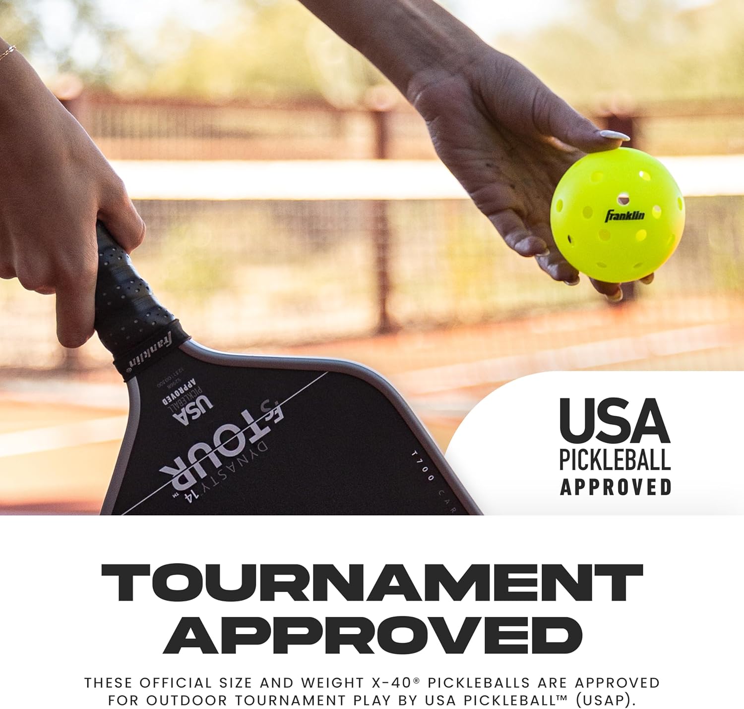 X-40 Outdoor Pickleballs - Official Ball of USA Pickleball, APP Tour + US Open - Regulation Size