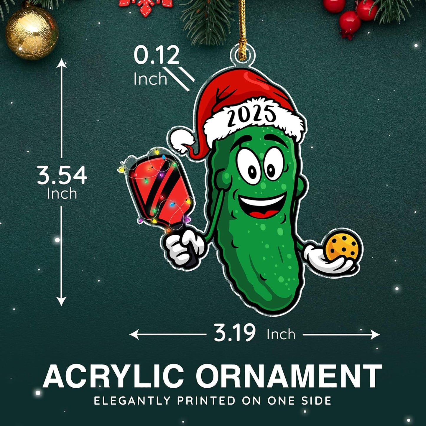Pickleball Pickle Ornament - 2025