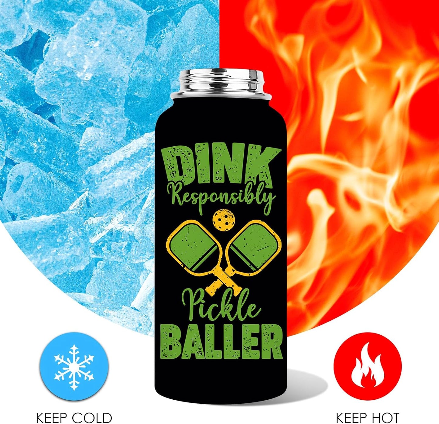 Pickleball Water Bottle 32Oz | Insulated Stainless Steel