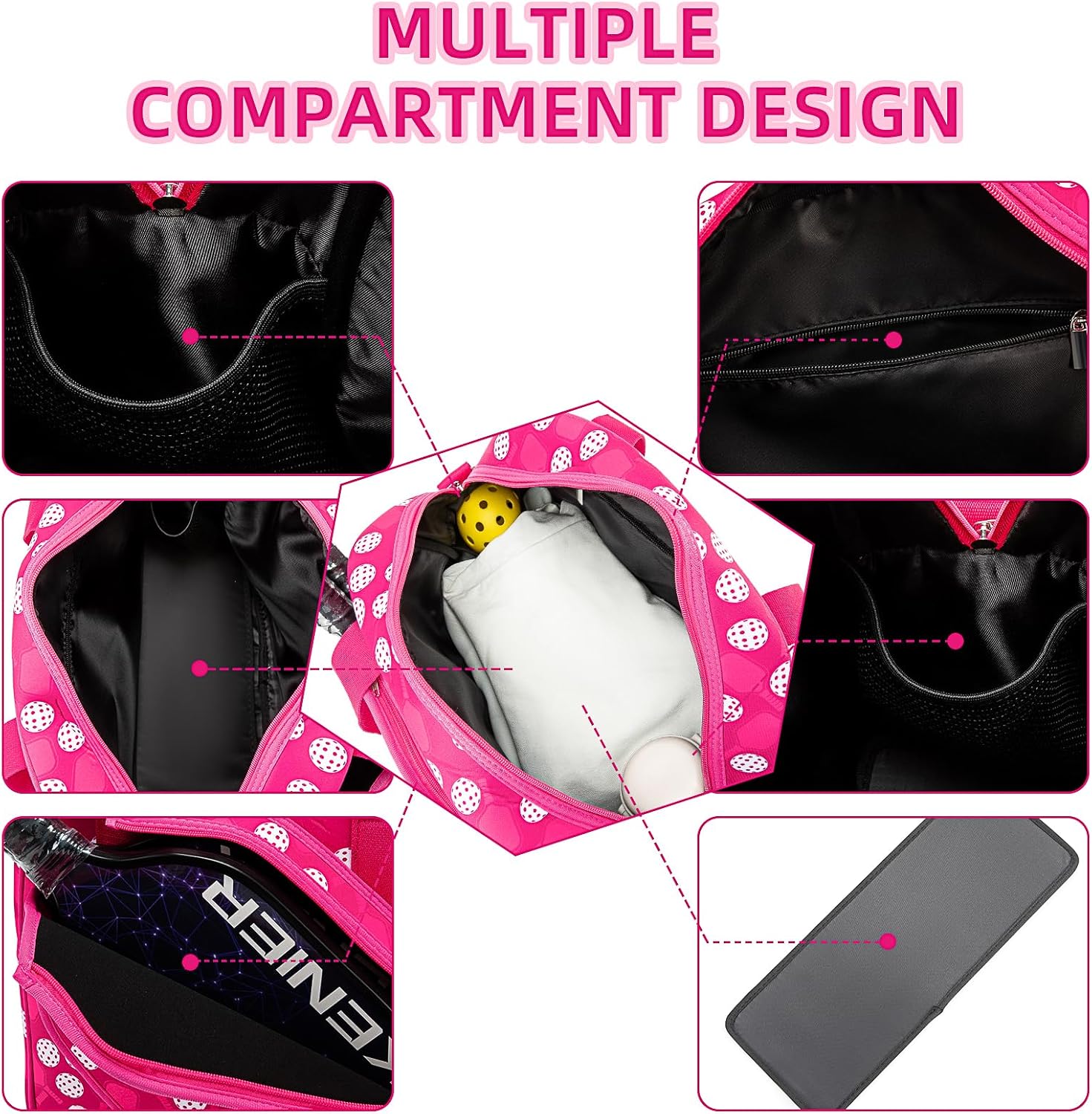 Pickleball Bag, Pickleball Tote Bag High-Capacity Adjustable Shoulder Strap for Pickleball Paddle Shoulder Bag, Pickleball Bag for Women Men