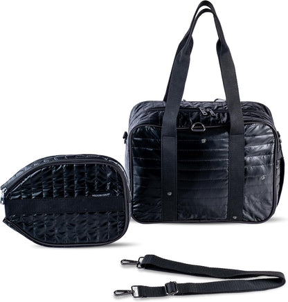 Quilted Pickleball Bag Detachable Paddle Case, Fence Hook and Expandable Water Bottle Holder