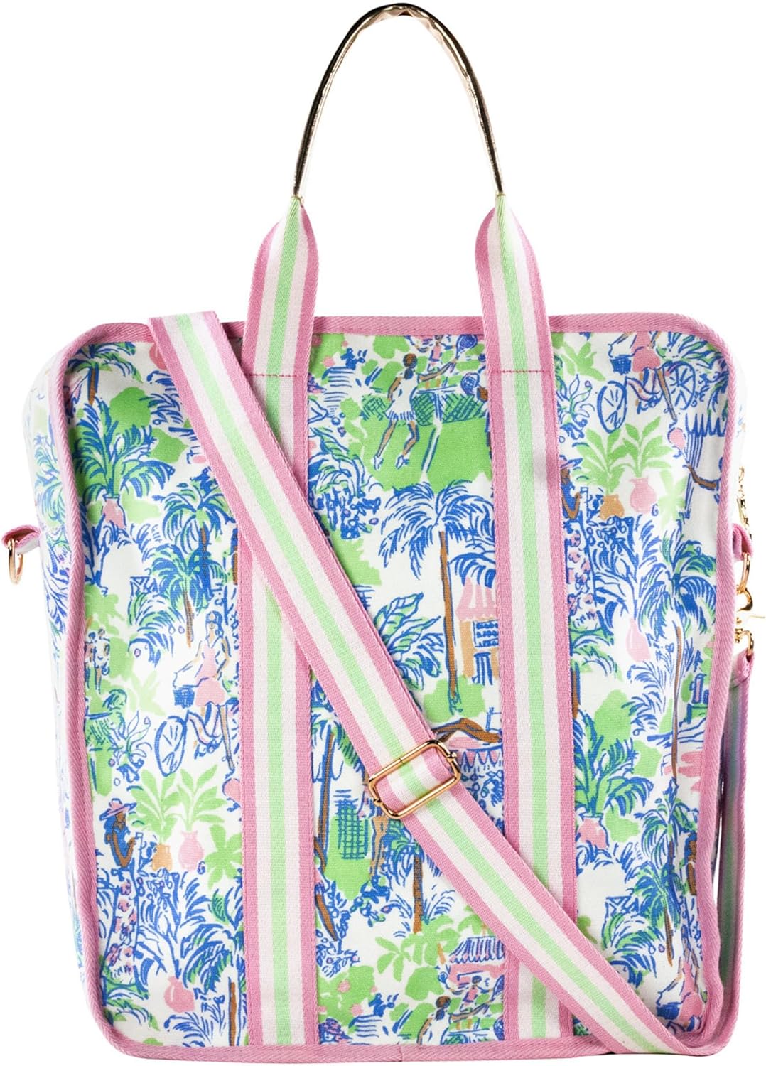 Pickleball Bag for Women with Storage for 2 Paddles, Zipper Pocket, Waterbottle Sleeve and Gold Details, Serving It Up