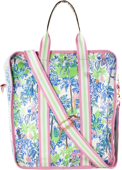 Pickleball Bag for Women with Storage for 2 Paddles, Zipper Pocket, Waterbottle Sleeve and Gold Details, Serving It Up