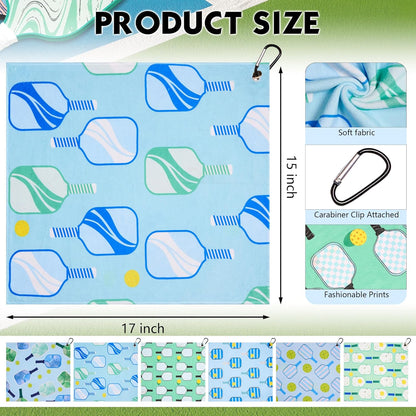 6 Pcs Soft Pickleball Towels, 15 X 17 Inch (with clip)