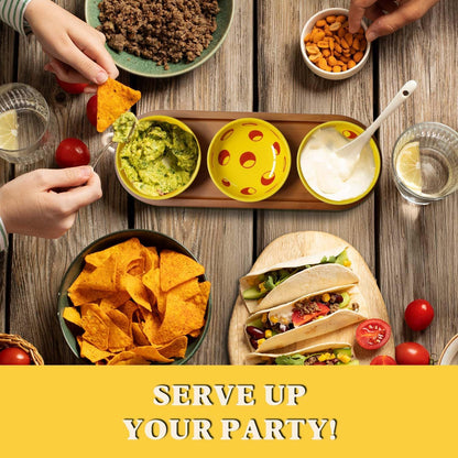 Pickleball Snack Serving Tray, Ceramic Dipping Bowls with Wood Charcuterie Board