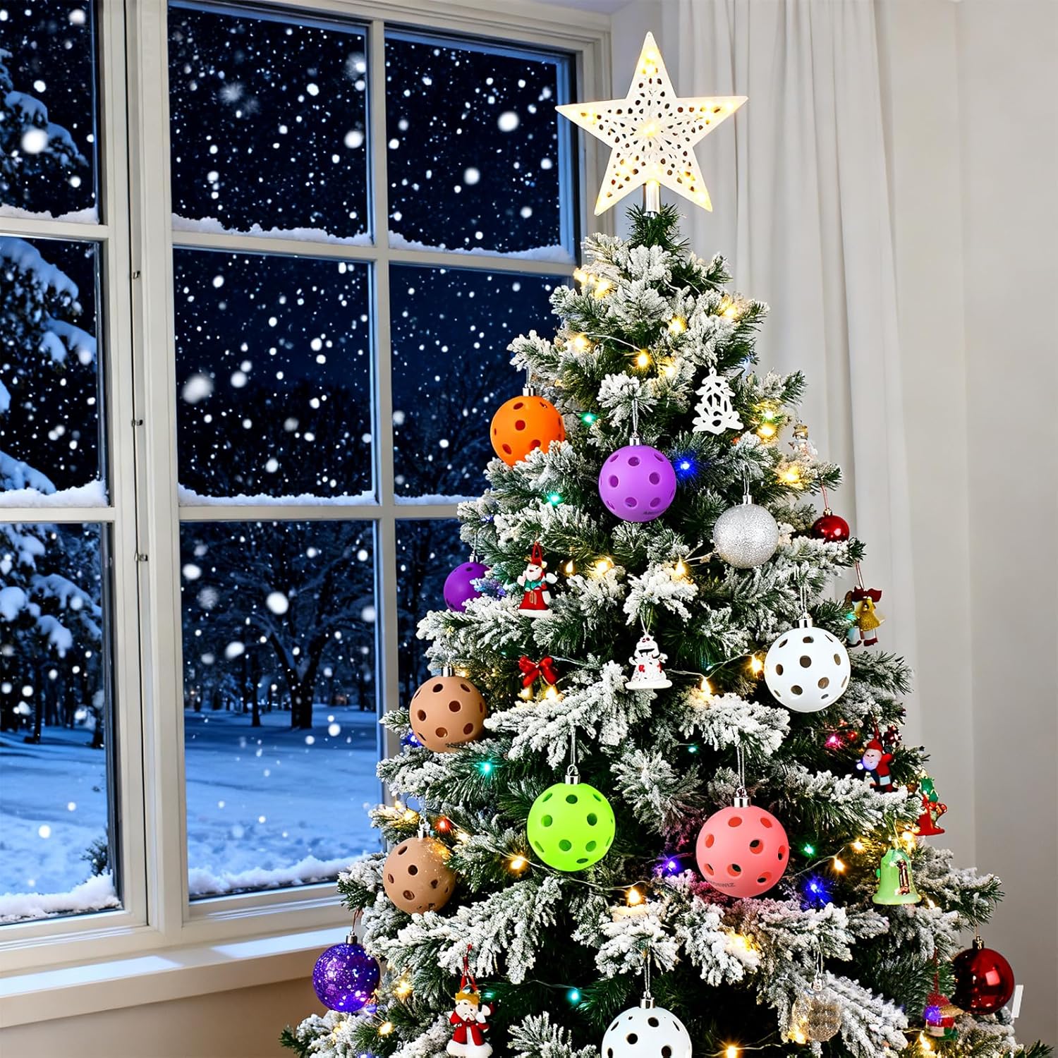 Pickleball Ornaments, set of 6