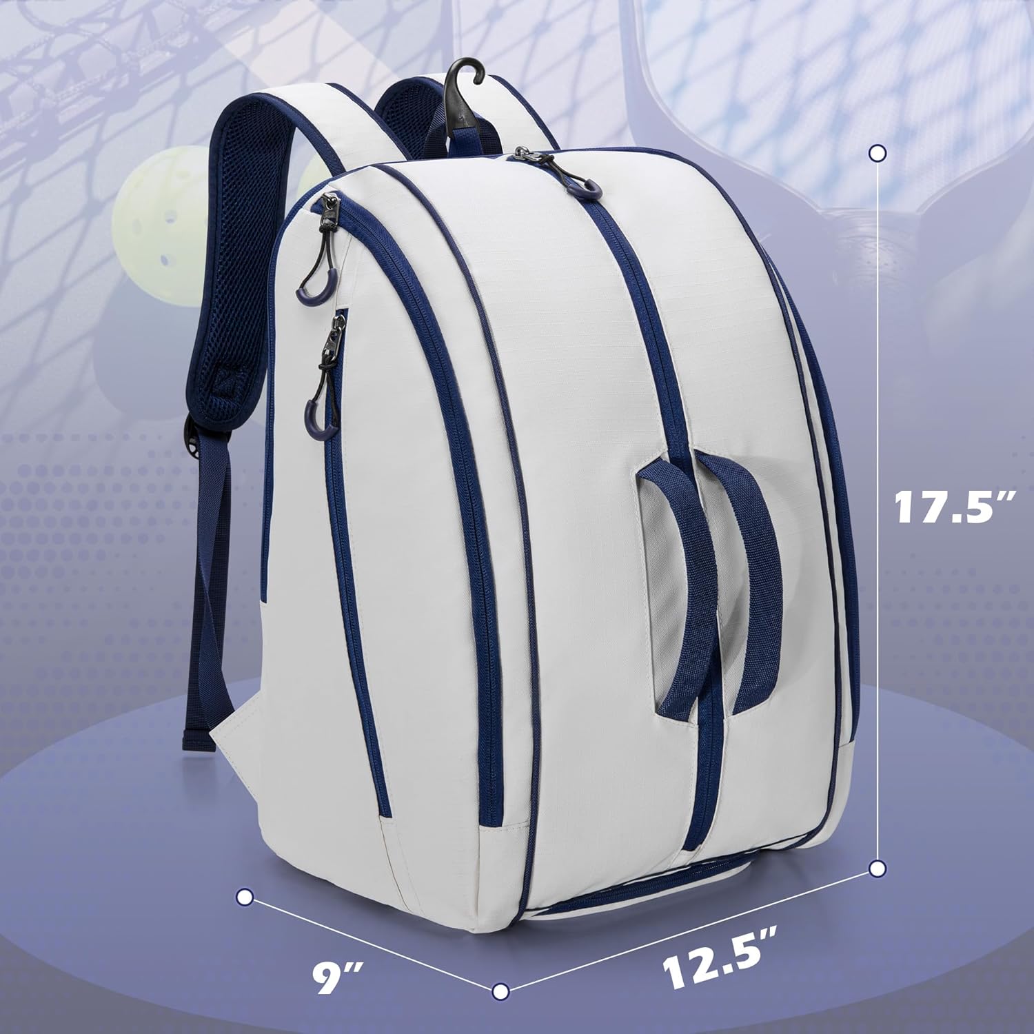 Pickleball Backpack with Laptop Pocket, Shoe Compartment and Fence Hook