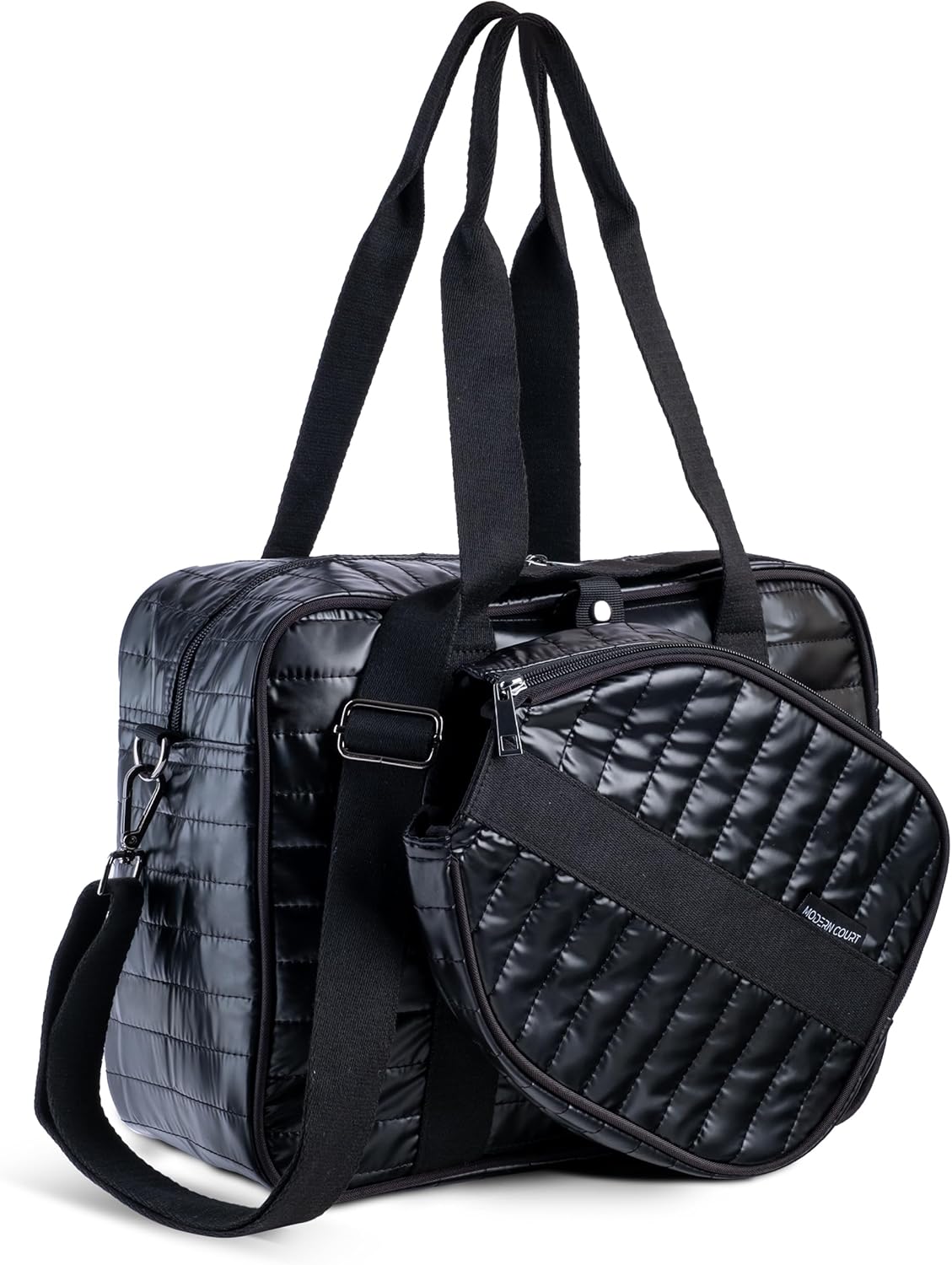 Quilted Pickleball Bag Detachable Paddle Case, Fence Hook and Expandable Water Bottle Holder