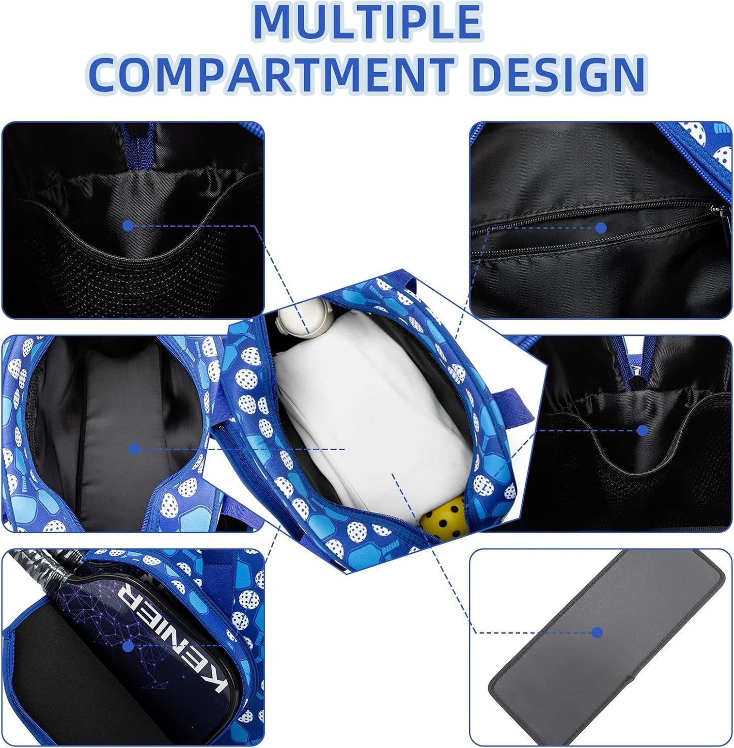 Pickleball Patterned Pickleball Bag, Blue