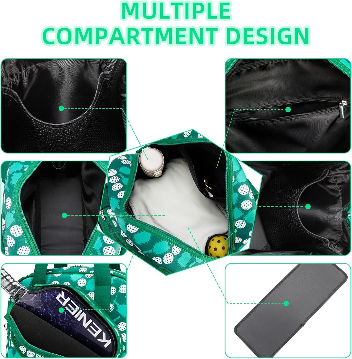 Pickleball Patterned Pickleball Bag, Green