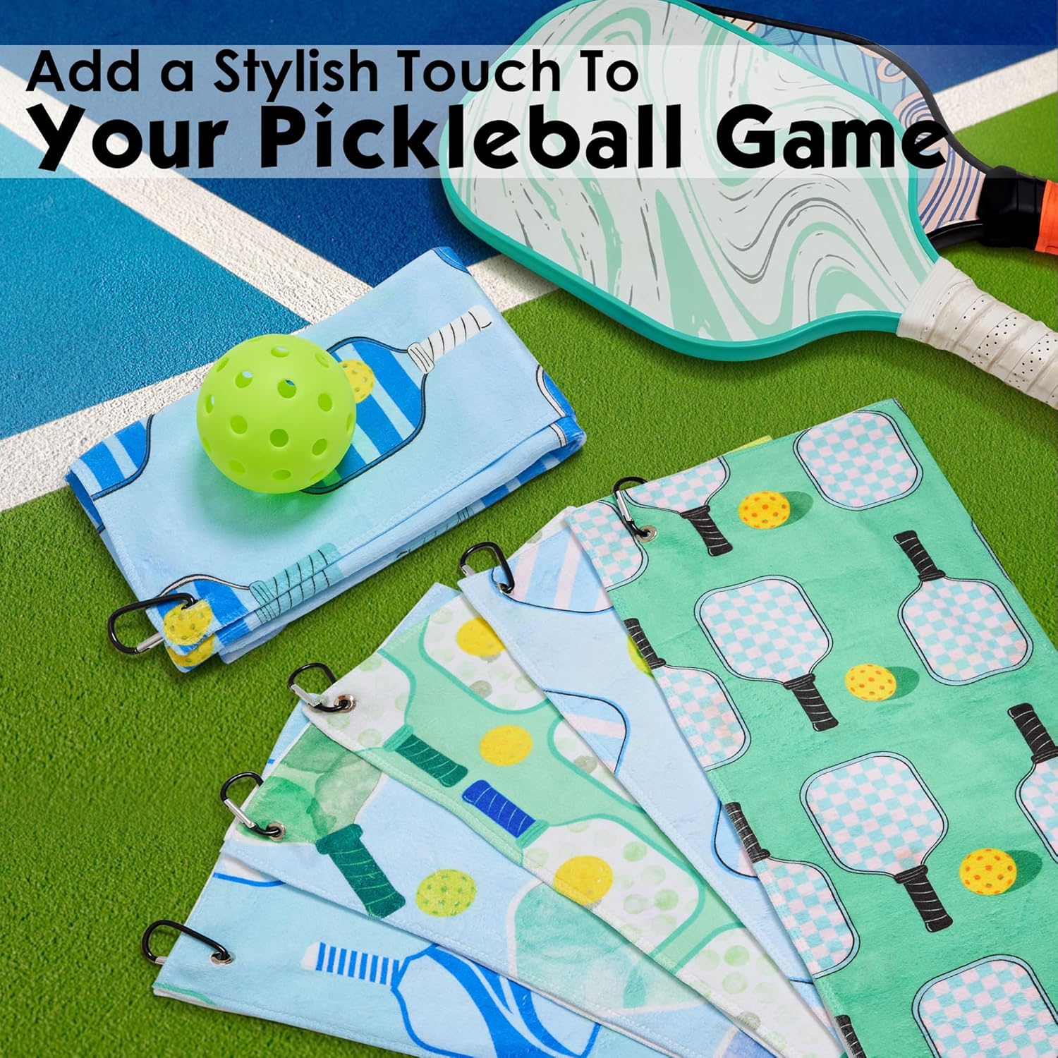 6 Pcs Soft Pickleball Towels, 15 X 17 Inch (with clip)