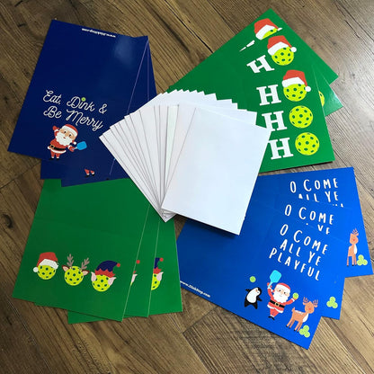 Pickleball Christmas Cards Assorted Designs (12 Pack)