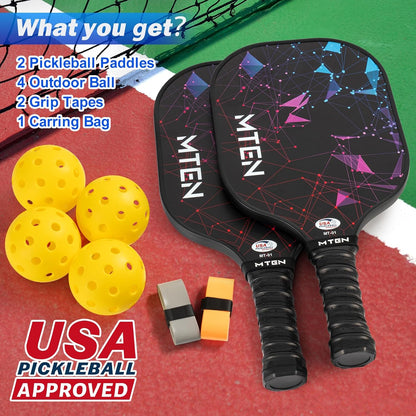 Pickleball Paddles, USAPA Approved Fiberglass Surface Pickleball Set