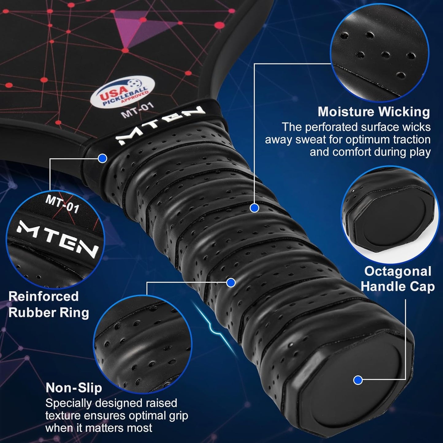 Pickleball Paddles, USAPA Approved Fiberglass Surface Pickleball Set